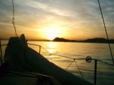 Coucvh de soleil sur voilier